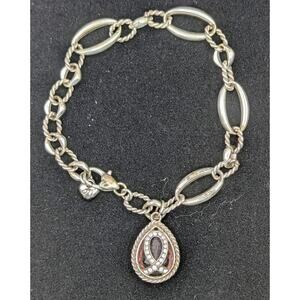 Brighton 2014 Power of Pink Breast Cancer Silver Ribbon Crystal Bracelet